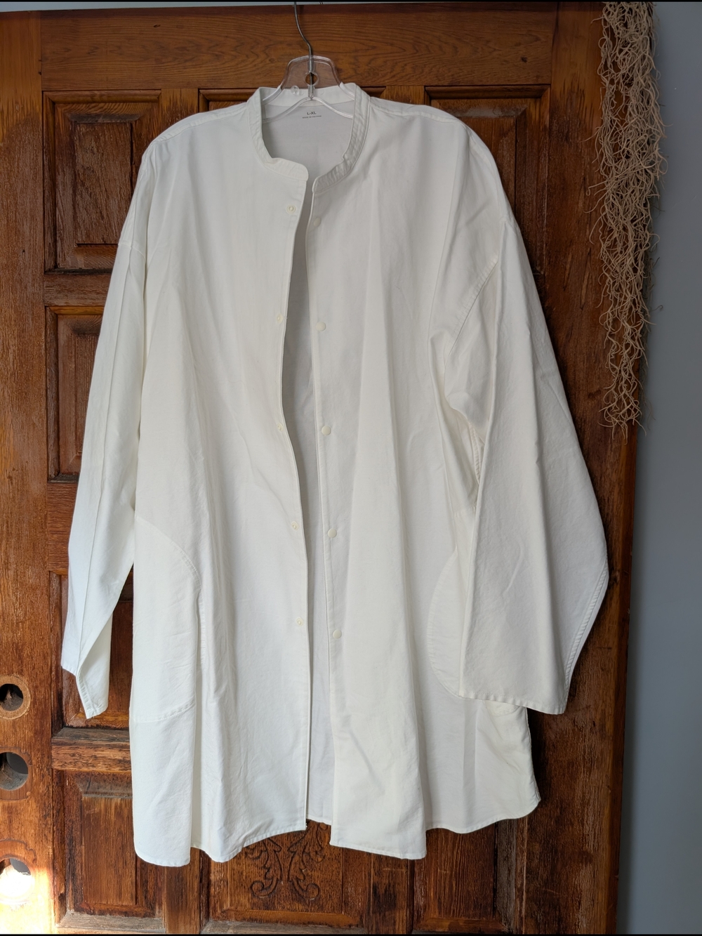 Muji White Middle Length Over Shirt